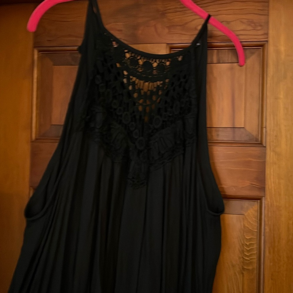 Long black front crochet dress NWT!